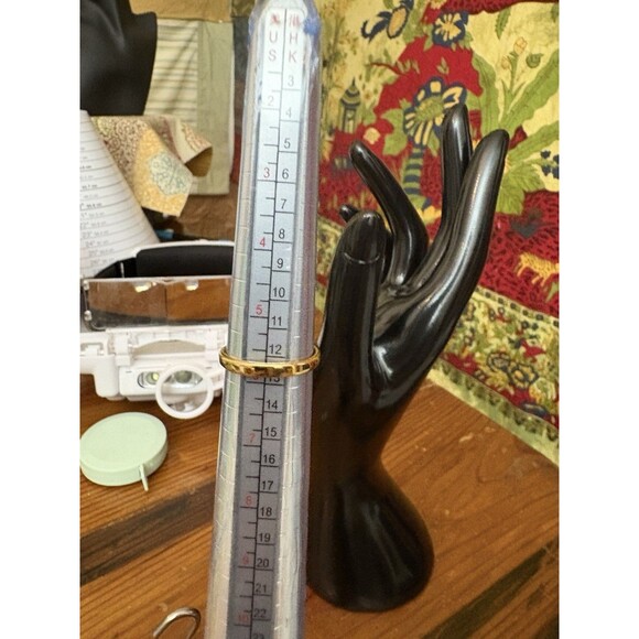 Vintage Gold Tone Ring Costume Jade Onyx Tiger Eye Coral Cubic Zirconia - Picture 8 of 10